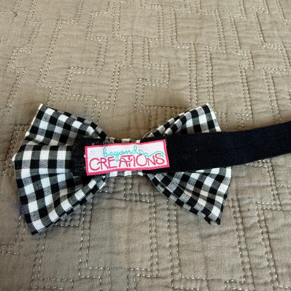 Black White Gingham Check Youth Kids Boys Bow Tie Beyond Creations - Picture 4 of 6